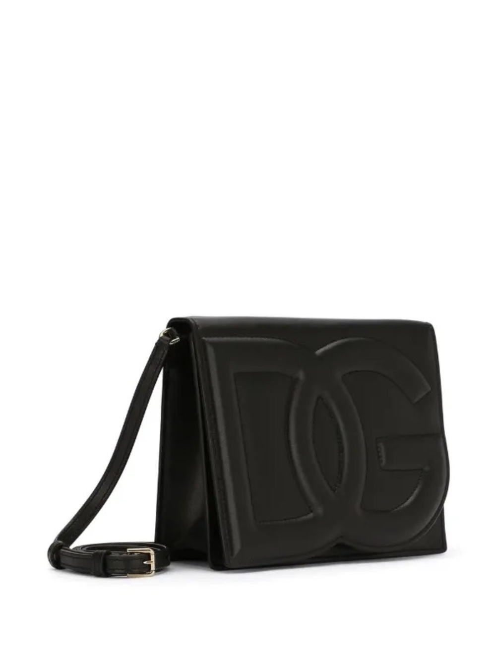 Dolce & Gabbana Black Embossed DG Leather Crossbody